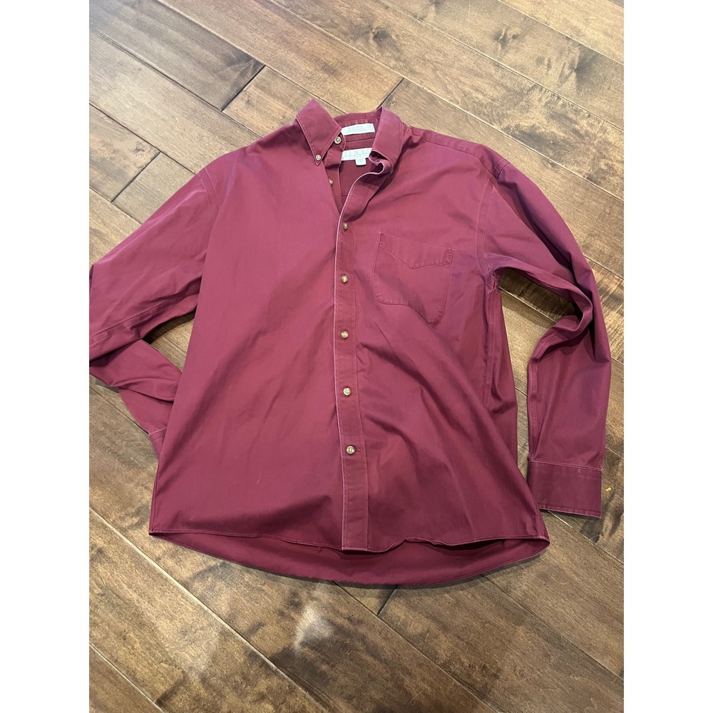 ENRO‎ Non-Iron Button Down Shirt Dress Casual Office Work Maroon Medium